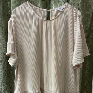 Cream Pleated Midi Dress by Susan Blush